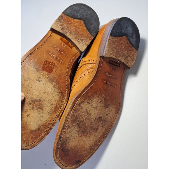 Paul Smith Italian Leather Brogue Wingtip Shoes Tan Size US 7 UK 6.5 Luxury - Picture 7 of 12